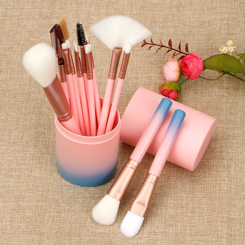 Bộ cọ trang điểm 12 cây hồng dễ thương