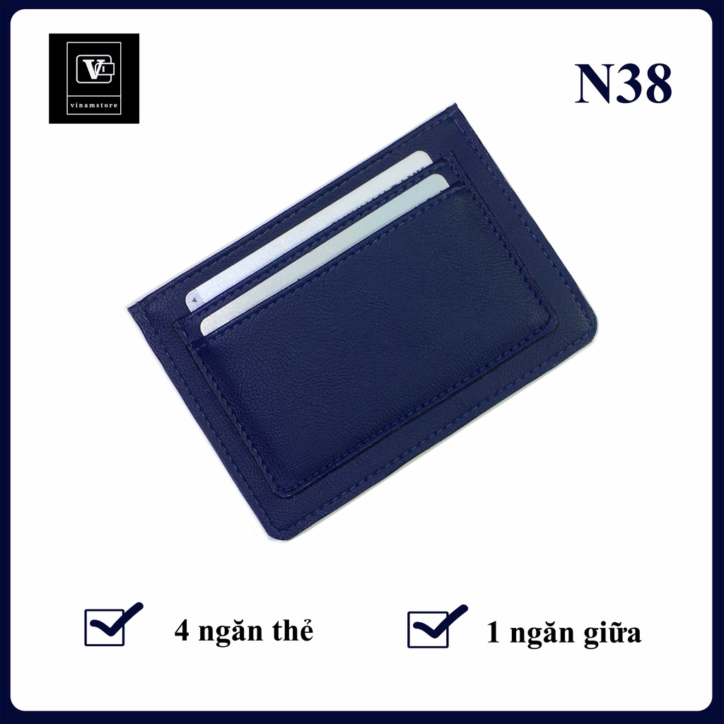 ví đựng thẻ ATM, ví đựng card, ví nam mini cầm tay nhỏ gọn màu xanh, ví đựng tiền nhỏ gọn 4 ngăn chứa thẻ và 1 ngăn giữa