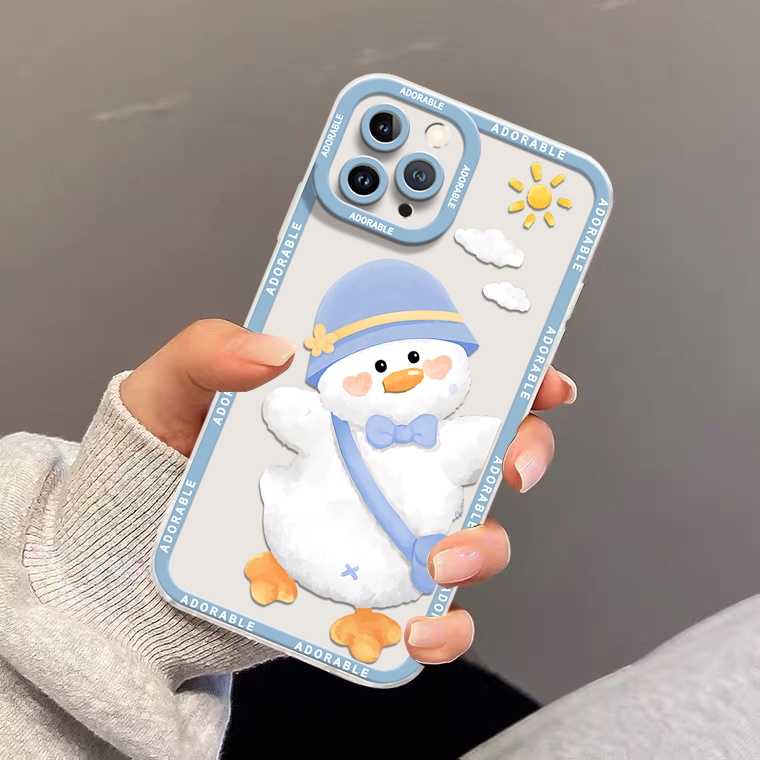 Ốp Điện Thoại Silicon Trong Suốt Họa Tiết Hoạt Hình Chú Vịt Cho IPhone 13 11 12 Pro Max Mini XS X XR 7 8 6 6S Plus