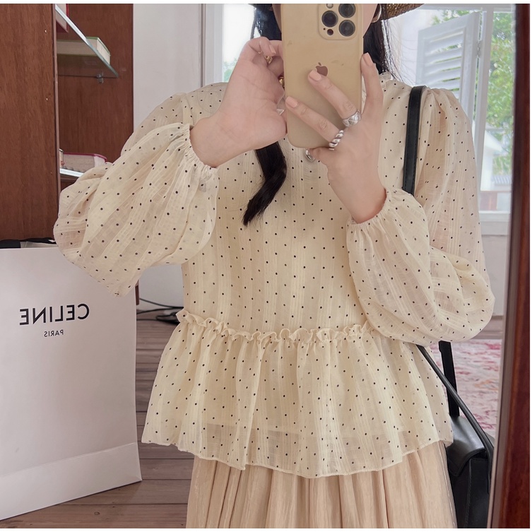 Áo Búp Bê Chiffon Tay Dài Phong Cách Hàn Quốc Dành Cho Nữ