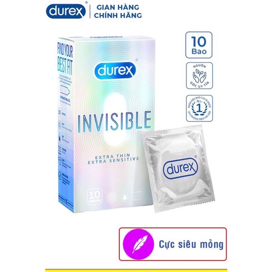 Bao Cao Su Durex Invisible Extra Thin Extra Sensitive Siêu Mỏng - Cảm Giác Chân Thật