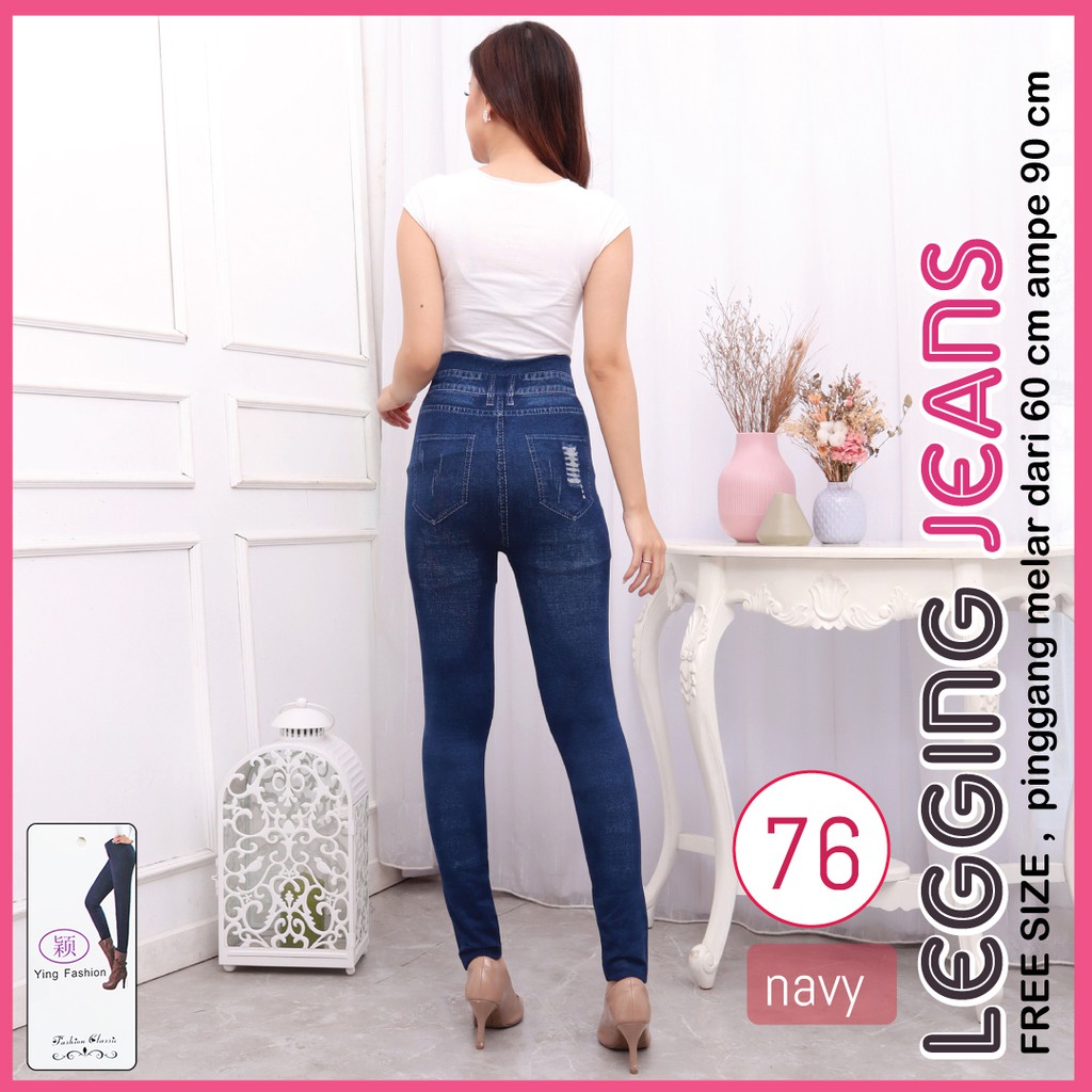 Quần Legging Giả Jean Rách Cá Tính 76 / 80kg