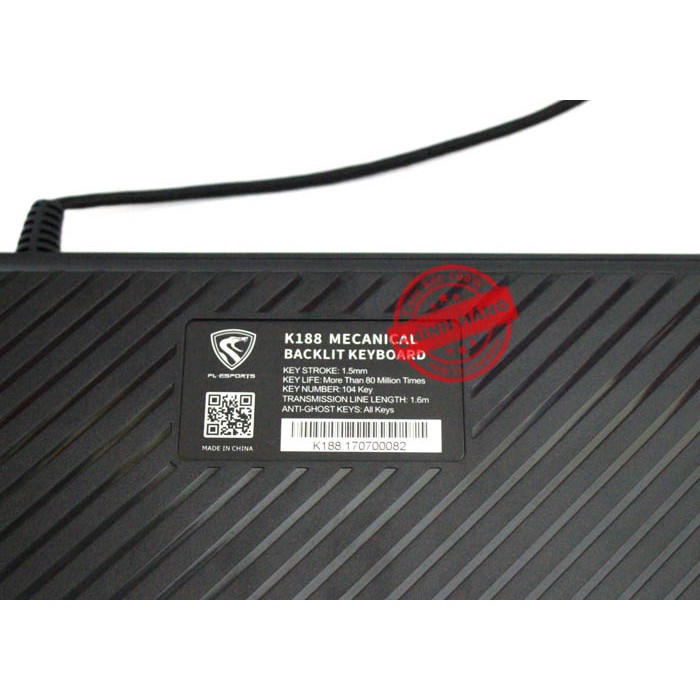 Bàn phím cơ Blue Swich cao cấp FL Esports K188 - led Rainbow 13 chế độ (Đen) - Nhất Tín Computer