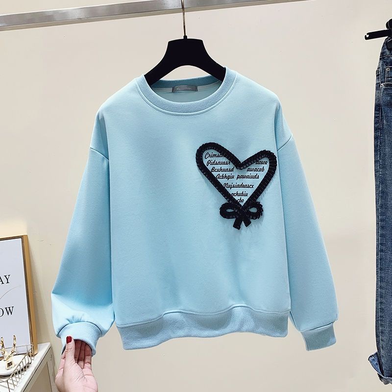 Áo Hoodie Tay Dài Dáng Rộng In Hình Trái Tim Thời Trang Thu Đông Dành Cho Nữ