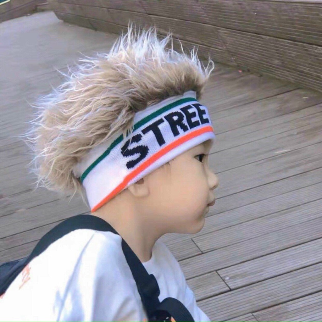 Mũ Len Đội Đầu Phối Tóc Giả Thời Trang Phong Cách Hip hop Cho Bé