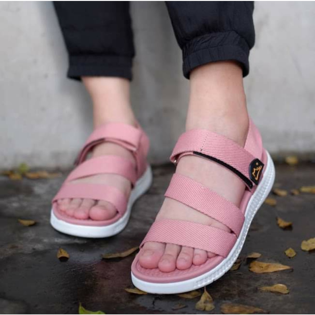 FACOTA | Giày dép sandal nữ hồng đế trắng đi học, đi chơi HA06
