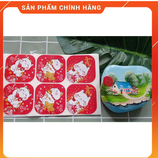 Tem tết/ Tem decal có keo dán hình Mèo Thần Tài, Chữ Cung Chúc Tân Xuân