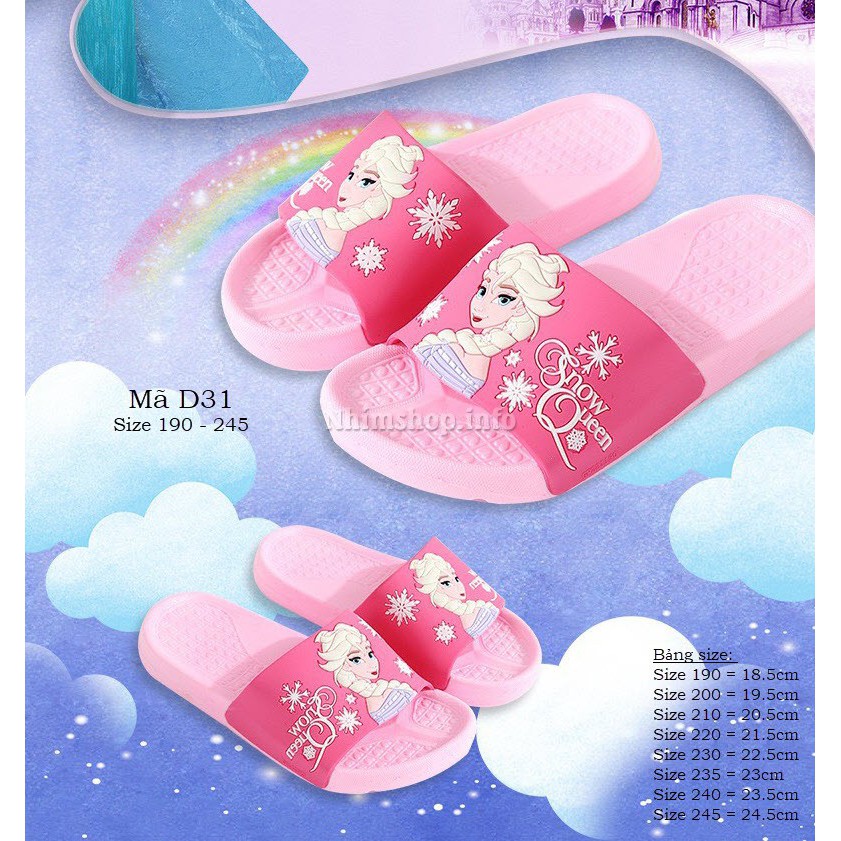 Dép công chúa Elsa Frozen cho bé gái 6 tuổi trở lên có size to cho mẹ siêu xinh D31