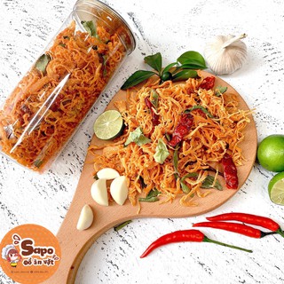 Khô gà lá chanh 300g/hũ pet - đồ ăn vặt ngon bổ rẻ