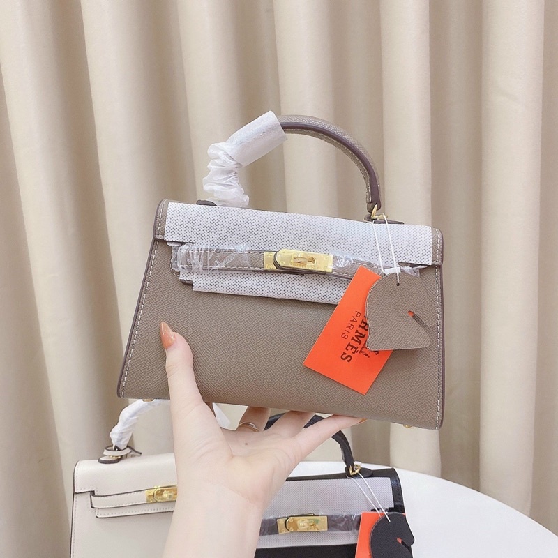 Túi H khuy vàng kèm ổ khoá 22cm