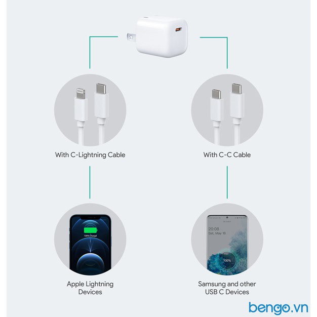 Cốc Sạc Nhanh chân gập gọn 20W Omnia Aukey PA-B1 PRO PD 20W -Hàng Chính Hãng