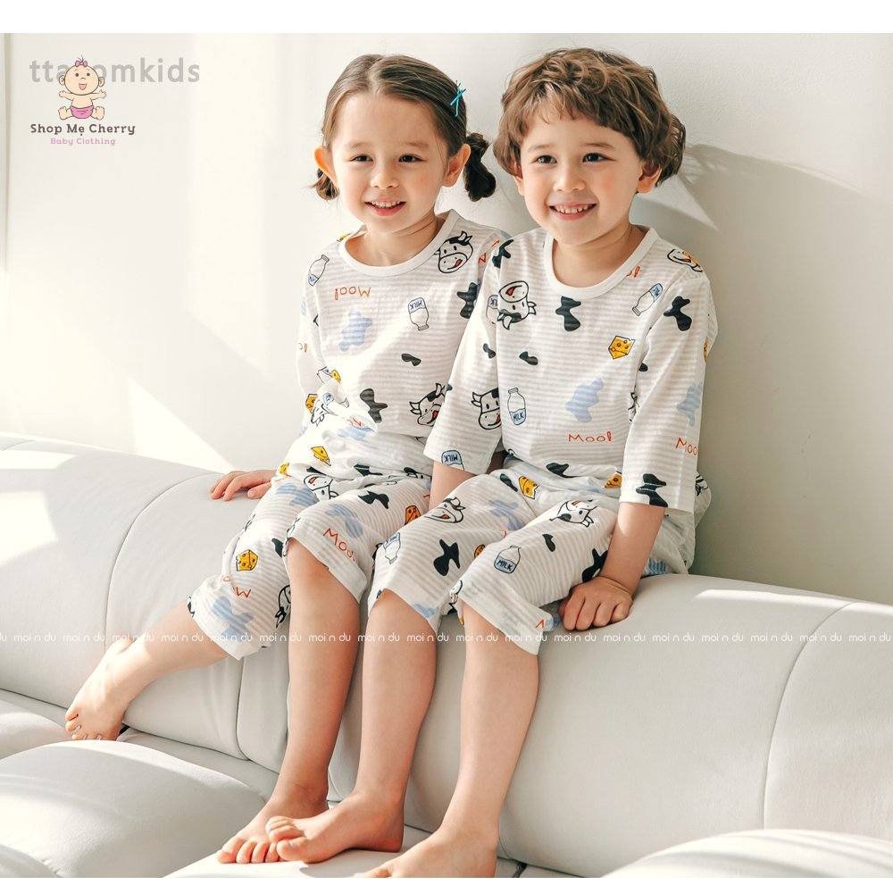 Bộ Lửng Cao Cấp Trẻ Em Của Hãng Ttasom, Chất Cotton Giấy Organic, Mẫu Bò Sữa