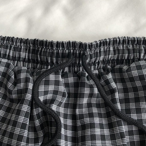Women Plaid Drawstring Shorts Leisure All-match loose Summer new style Home pants