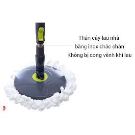 Bộ cây lau nhà xoay tay mini ettom lock&lock etm498 – tặng kèm 2 bông lau cao cấp xoay 360 độ