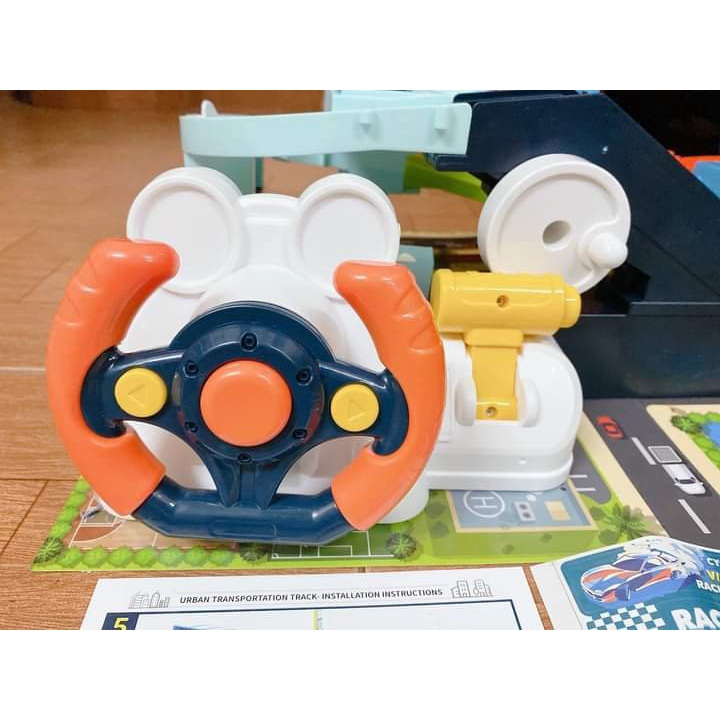 Đồ chơi mô phỏng bãi đỗ xe ô tô 3 tầng kèm 4 xe cho bé phiên bản mới, chất liệu nhựa ABS cao cấp