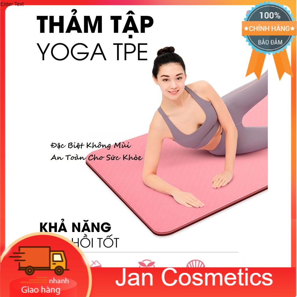 Thảm Tập Yoga, Thảm Tập Gym Định Tuyến TPE 2 lớp 6mm, 8mm cao cấp, gấp gọn, du lịch tiện lợi [giao màu ngẫu nhiên]