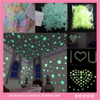 Bộ 100 nhãn dán ngôi sao dạ quang 3D dùng dán tường trang trí