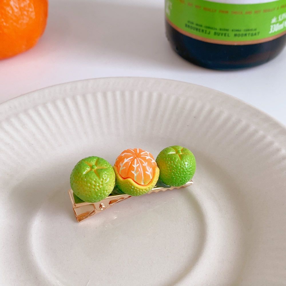 Kẹp tóc hình quả cam nhỏ xinh xắn thiết kế thời trang dành cho nữ