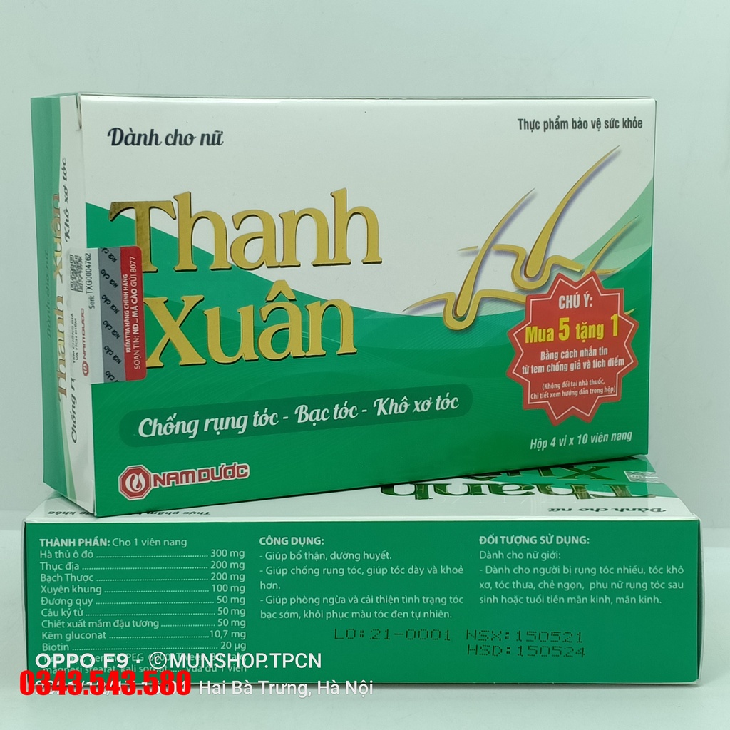 Viên uống Thanh Xuân - Chống rụng tóc, bạc tóc, khô xơ tóc
