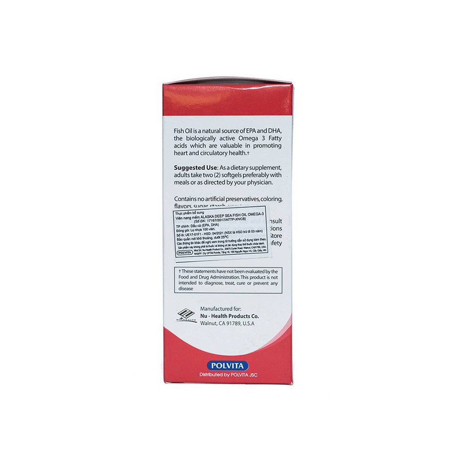 Alaska Deep Sea Fish Oil Omega-3 Lọ 100 Viên - Hỗ Trợ Tăng Cường Bổ Não, Đẹp Da