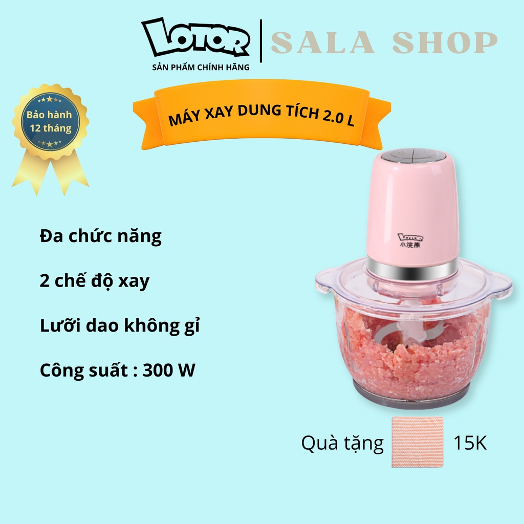 Máy xay thịt Lotor loại 2 lít và 1.2 lít, sử dụng để xay thịt, rau, củ, quả, thực phẩm cho bé