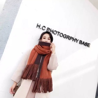 Khăn chất len cashmere 2 màu siêu mềm