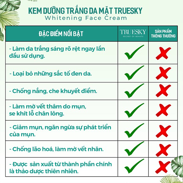 Kem dưỡng trắng da mặt Truesky chiết xuất từ ngoc trai Whitening Face Cream 15g