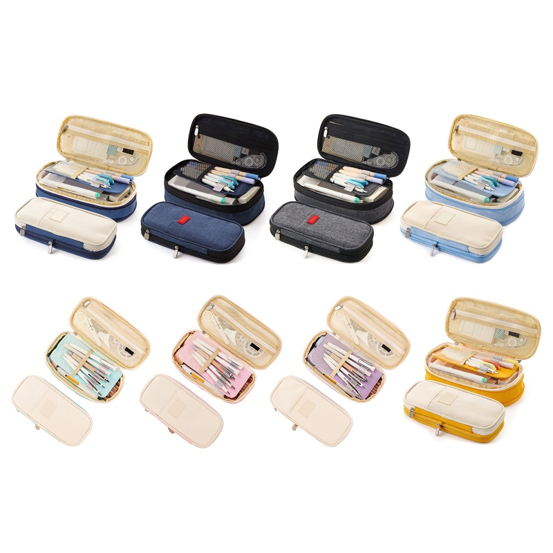 Túi Đựng Bút Bằng Vải Canvas Sức Chứa Lớn Có Khóa Kéo Tiện Dụng