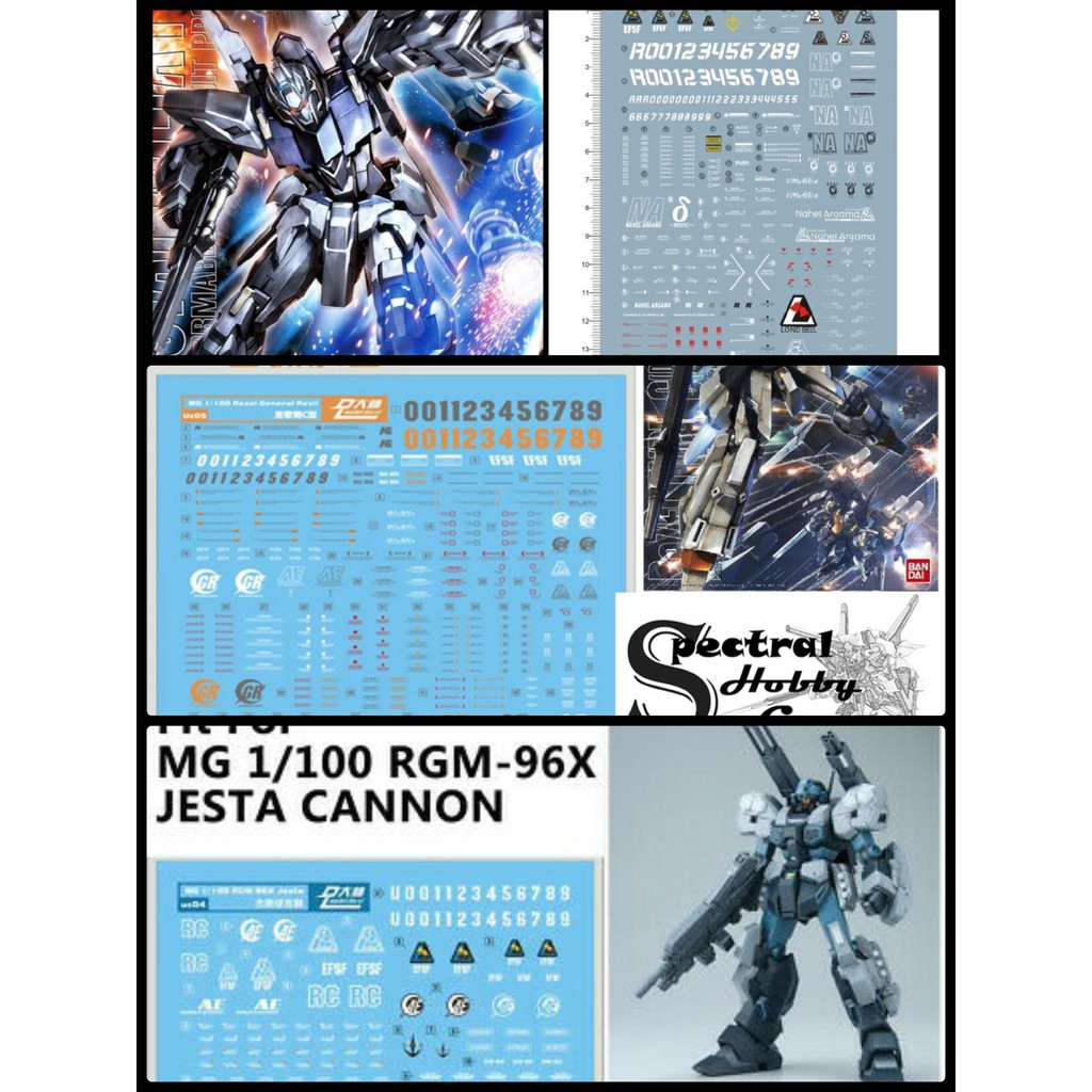 Decal nước dán mô hình MG 1/100 Detal Plus | Rezel type C | Jesta canon - Water sticker