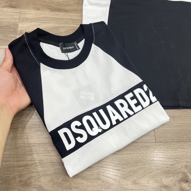 Áo Phông Cổ Tròn In DSQ 2 Phối Màu Trắng Đen AP249