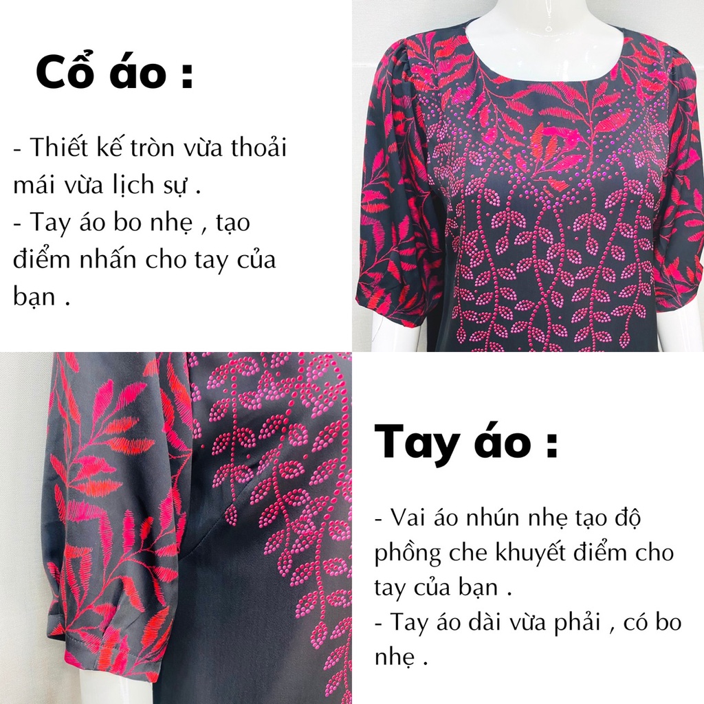 Set bộ áo hoa kiểu , quần xuông ống rộng cao cấp , sang trọng , trẻ trung - Dành cho mẹ , bà và vợ