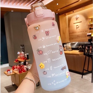 Bình đựng nước 2l dễ thương có chia vạch báo giờ uống nước