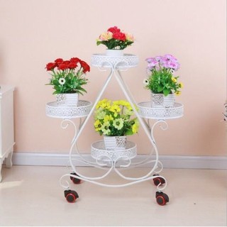 Com bo Kệ để chậu hoa 4 tầng có bánh xe