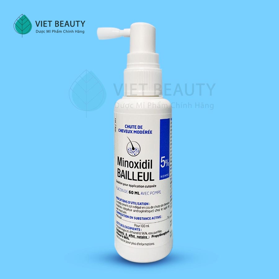 Sản phẩm Giảm Rụng Tóc Minoxidil Bailleul 5% - NHẬP KHẨU PHÁP - NGĂN RỤNG TÓC, KÍCH THÍCH MỌC TÓC  [Hộp 3 lọ 60ml]