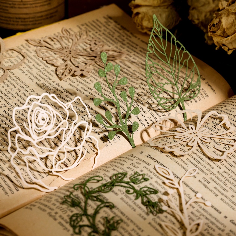 Set 10 Tấm Thẻ In Hình Cây Hoa/Bướm Phong Cách Vintage 4 Kiểu Dáng Khác Nhau Dùng Trang Trí DIY