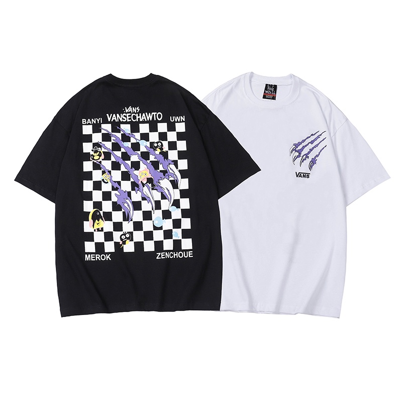 Áo Thun Tay Ngắn Cổ Tròn In Logo VANS Màu Tím Thời Trang Mùa Hè Cho Cặp Đôi
