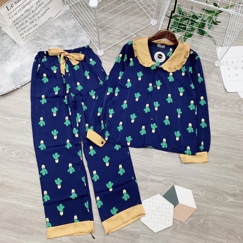 Đồ Bộ Pijama mặc nhà - Bộ Lụa Mango Sam & Charm Dài Tay Hoạ Tiết Cao Cấp - Đi ngủ cũng phải xinh | BigBuy360 - bigbuy360.vn