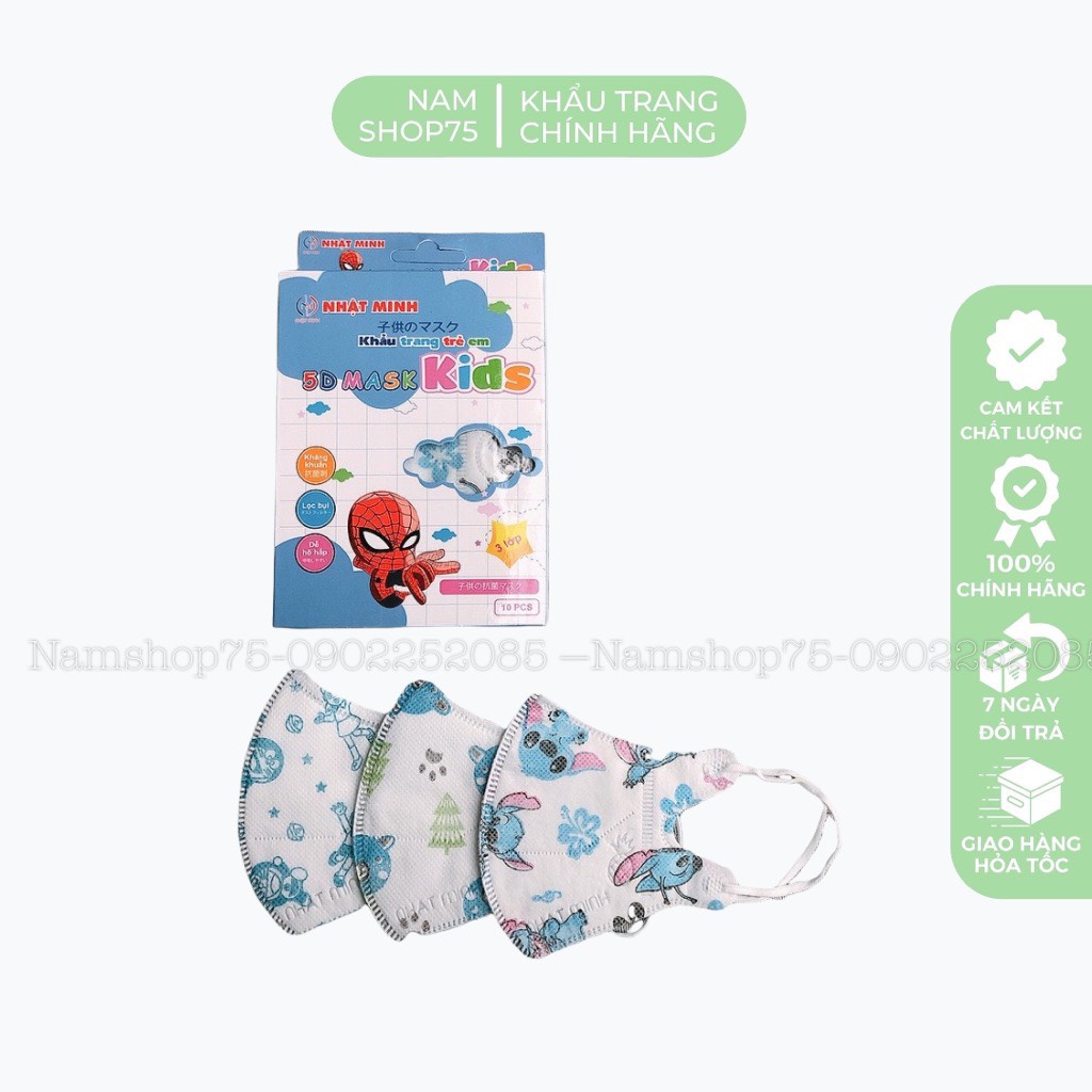 [CÓ SẴN] Hộp 10 Chiếc Khẩu Trang Y Tế 5D KID MASK Trẻ Em Chính Hãng Nhật Bản Kháng Khuẩn, Chống Tia UV Bảo Vệ Làn Da Bé