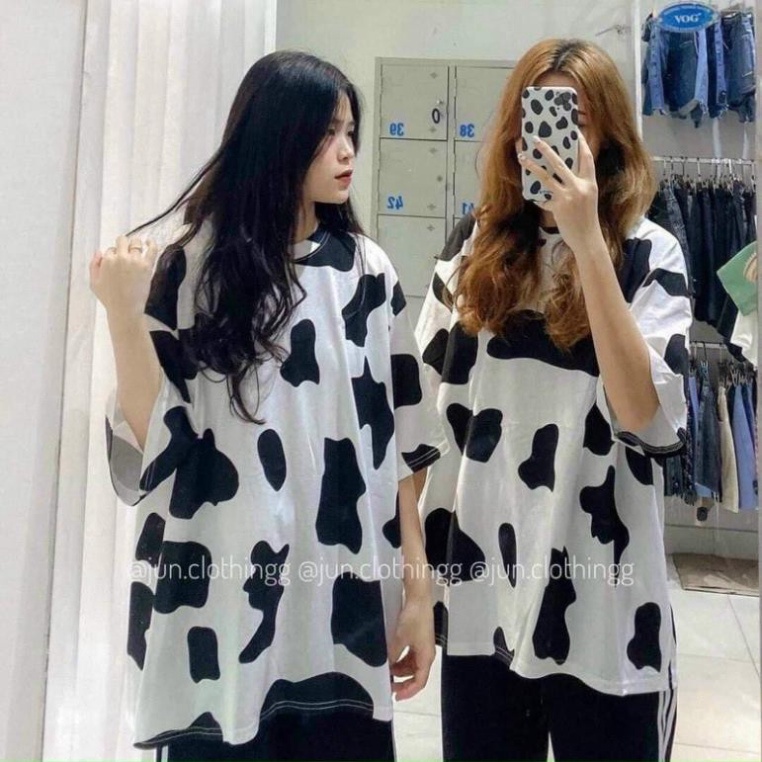 Áo Form rộng nam nữ unisex freesize 38-70kg - Bò sữa