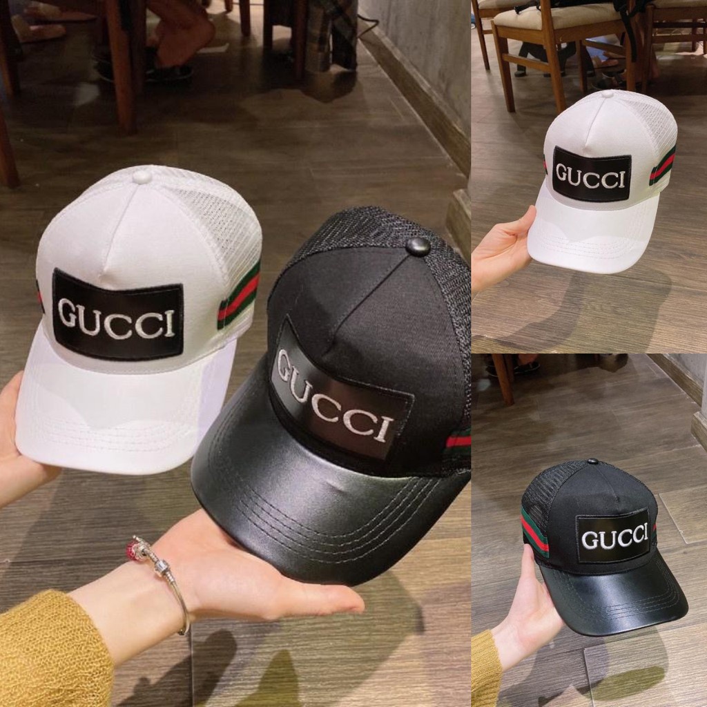 Nón Kết Vá Da, Mũ Lưỡi Trai Phối Lưới Logo Nổi Thời Trang Hottrend Màu Trắng Đen Form Unisex Nam Nữ