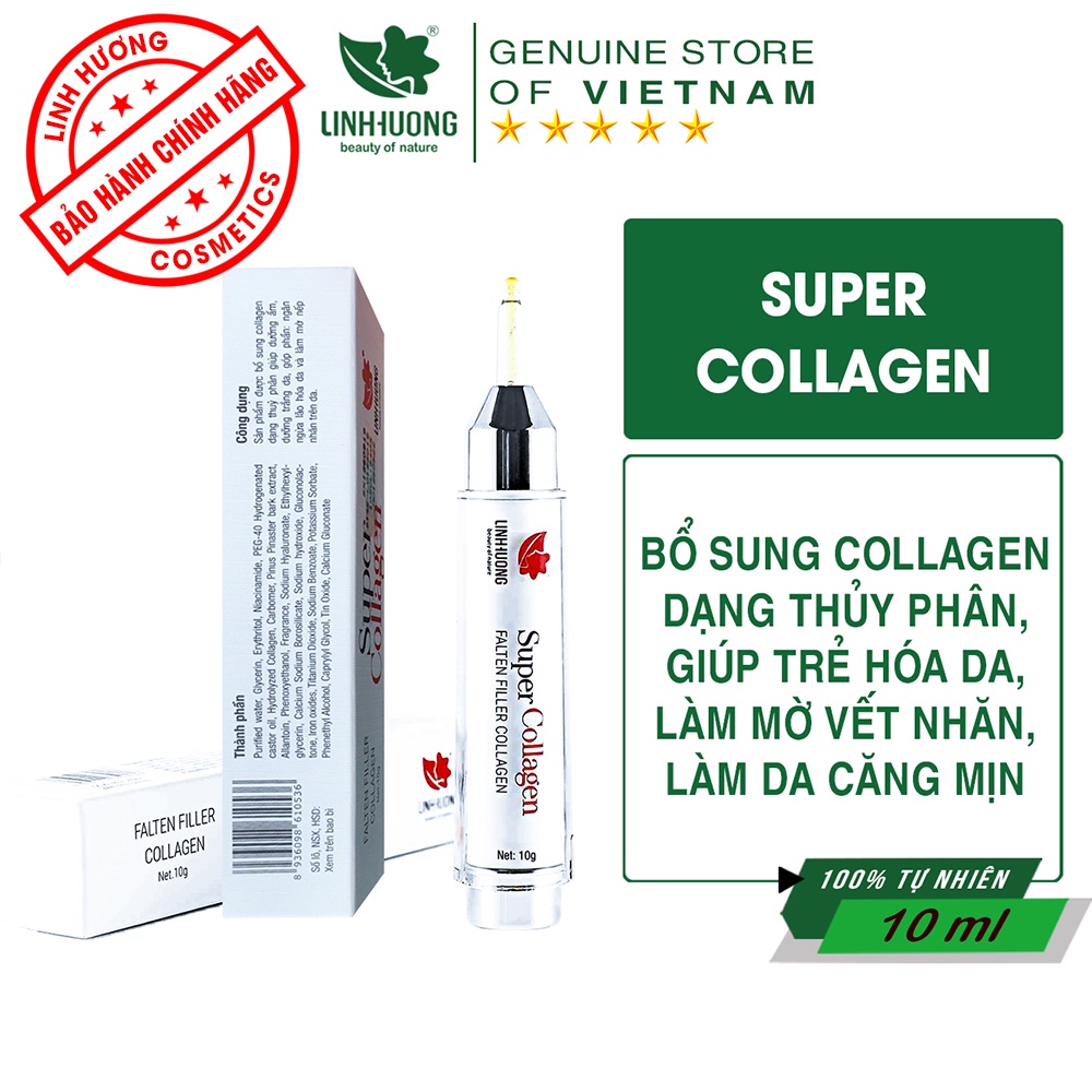 Super Collagen Linh Hương Chống Lão Hóa làm mờ vết nhăn khiến da căng mịn màng tươi trẻ 10ml