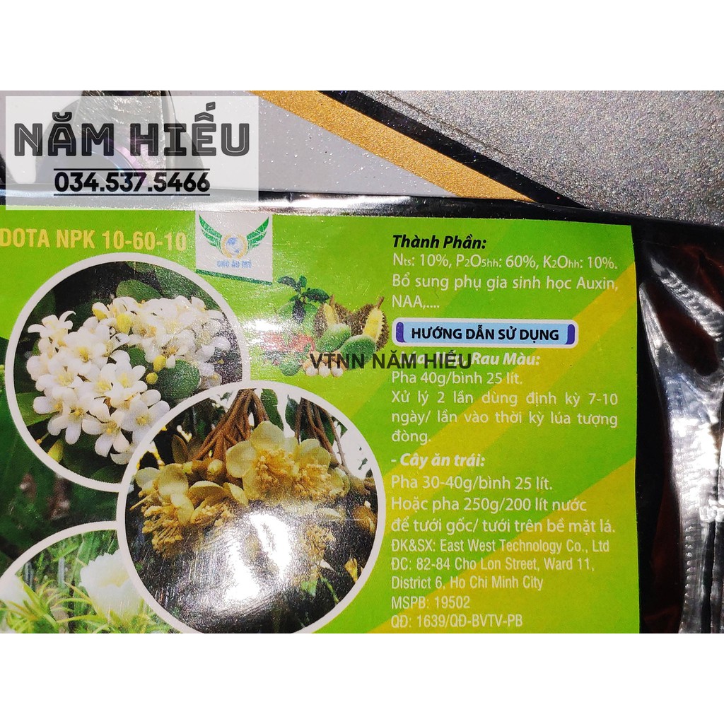 VUA TẠO MẦM NPK 10-60-10 - Kích ra hoa lan - Gói 250g - Phân bón lá chuyên tạo mầm hoa 106010