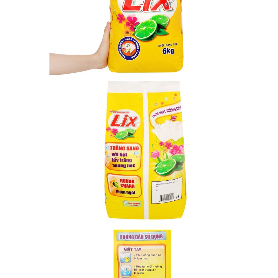 Bột giặt Lix 5.5kg HƯơng chanh  tặng chai nước rửa chén Lix 400g