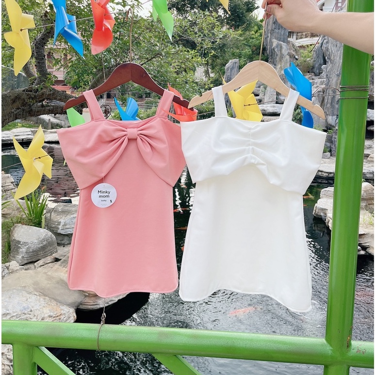 Váy đầm đính nơ 2 dây cho bé gái 8-20kg