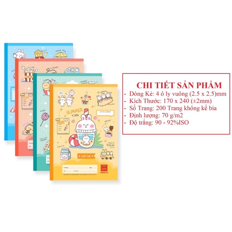 Vở 4 ôly 200 trang Hồng Hà School 0588