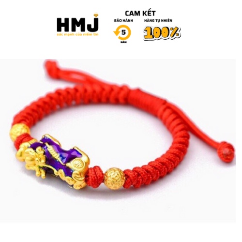 Vòng Tay Chỉ Đỏ Mix Tỳ Hưu Đổi Màu Theo Nhiệt Độ Cùng Với 2 Charm Bi Vàng Handmade Hợp Với Mọi Cung Mệnh - HỒNG MINH