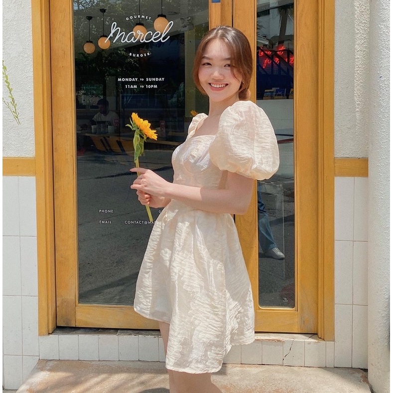 Đầm hoa cúp ngực tay phồng Hàn Quốc đẹp LUCETFASHION Clara Dress