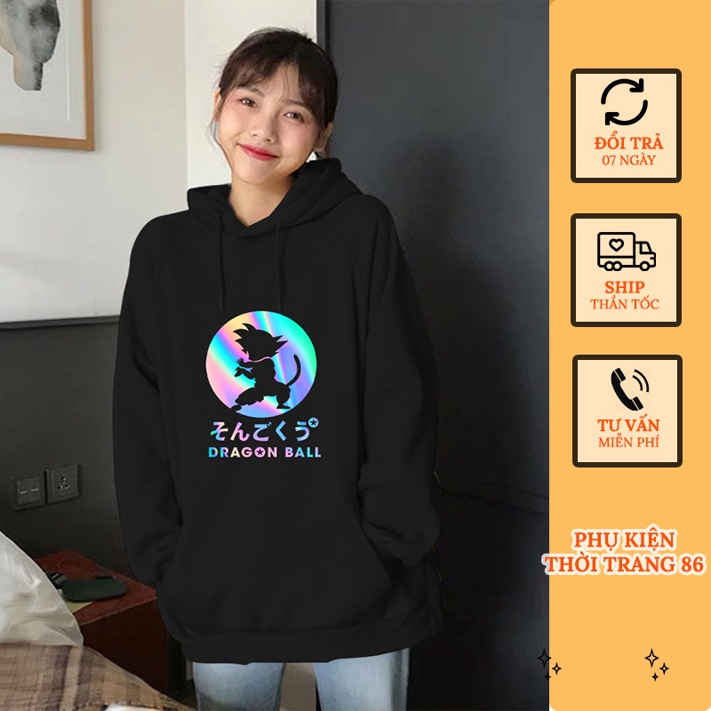 Áo hoodie đủ màu dài tay dragon ball phom rộng có mũ chất nỉ unisex phong cách Ulzzang Hàn Quốc Áo hoodie KN33