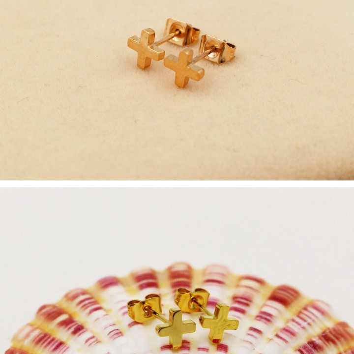 Bông Tai Chữ Thập Titan Cao Cấp TT 1490