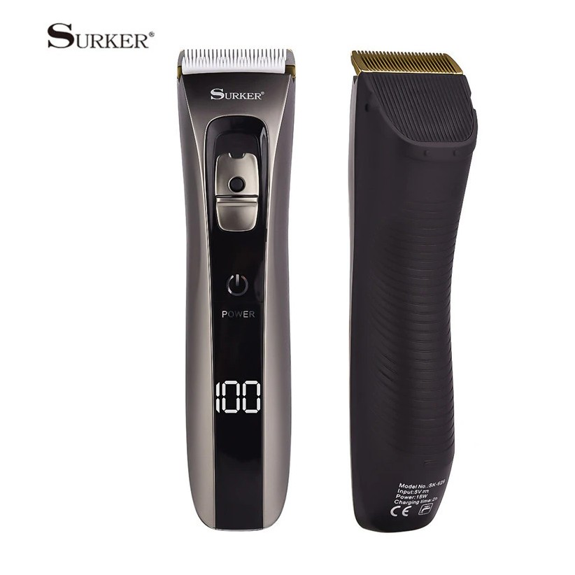 Tông Đơ Cắt Tóc Chuyên Nghiệp Surker 629 - Màn Hỉnh Hiển Thị Pin LCD - Công Nghệ Sạc Nhanh - Pin Siêu Khỏe ( 250 PHÚT )